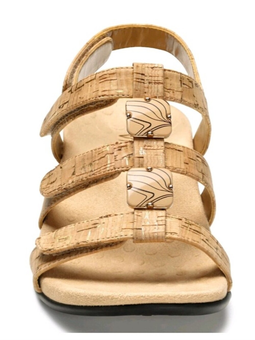 Vionic Comfort Cork-Strap Women's Sandals in Natural Beige. Size 11 Wide.